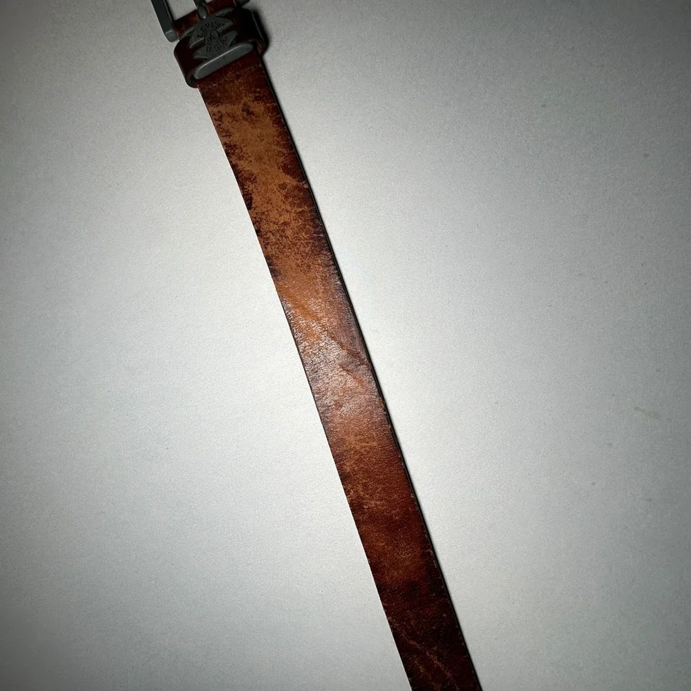 Levis Leather Belt‎ Mens 38 Brown Full Grain USA Western Metal Star